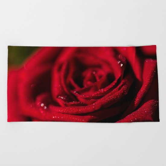 Fire-Red-Rose - Roses Flowers Beach Towel