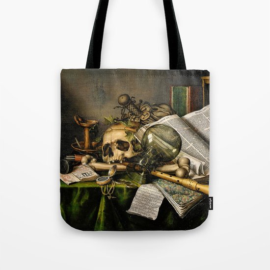 Vintage Vanitas- Still Life with Skull Tote Bag