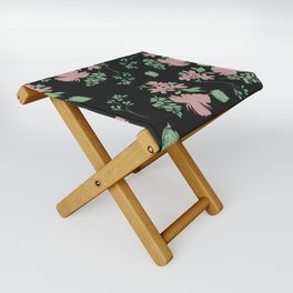 Floral Pattern with Black background Folding Stool