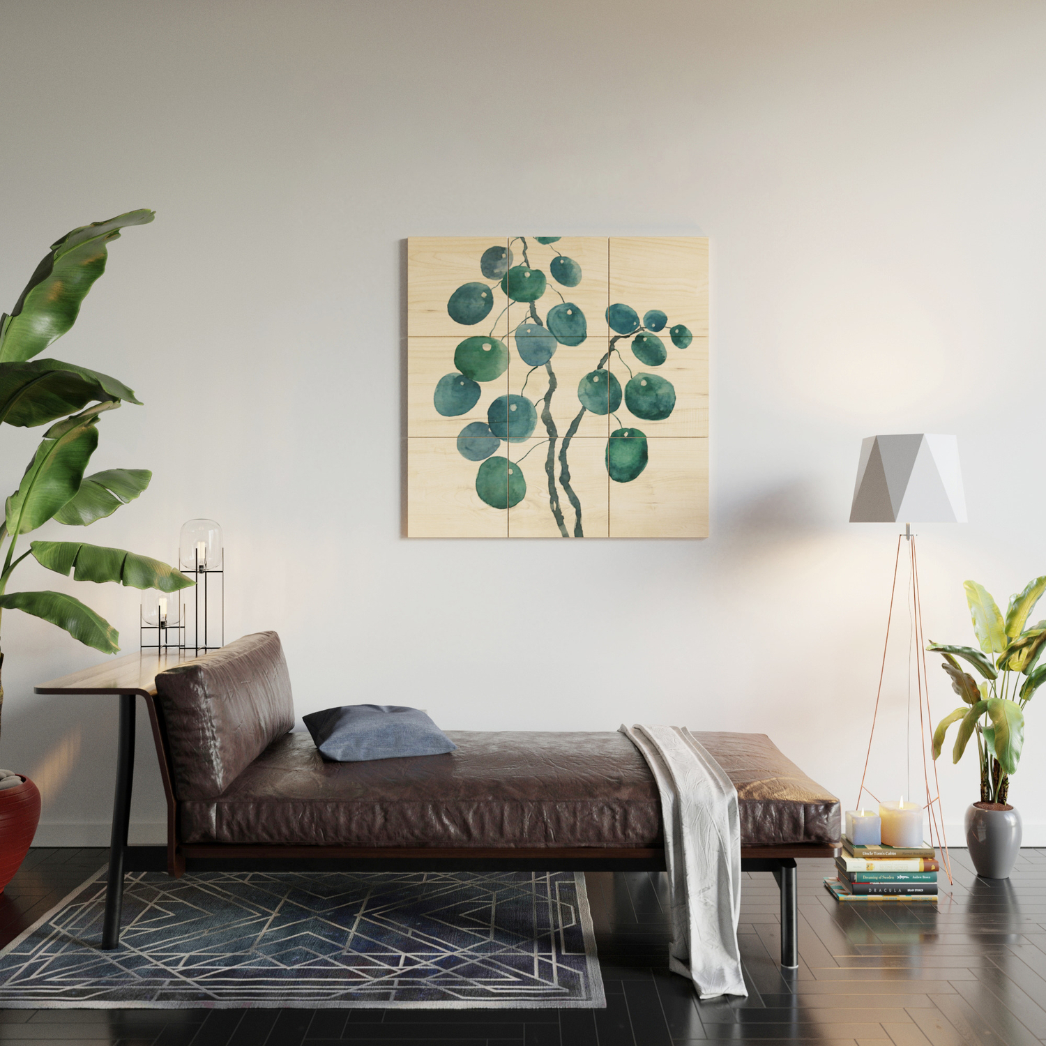 Chinese Money Plant Watercolor Wood Wall Art By Colorandcolor