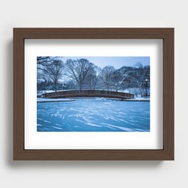 Snow Glissades on Frozen Pond, Loose Park, Kansas City Recessed Framed Print