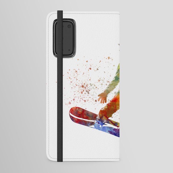 Snowboarding in watercolor Android Wallet Case