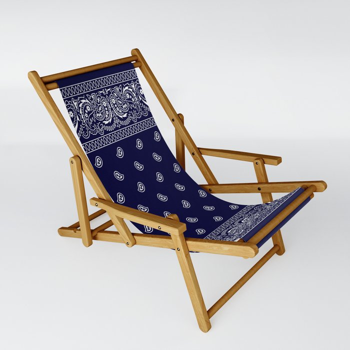 Bandana Navy Blue Southwestern Paisley Sling Chair by Walk