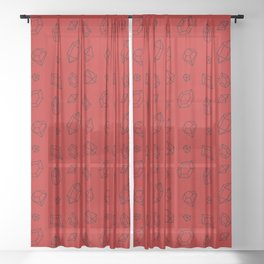Red and Black Gems Pattern Sheer Curtain