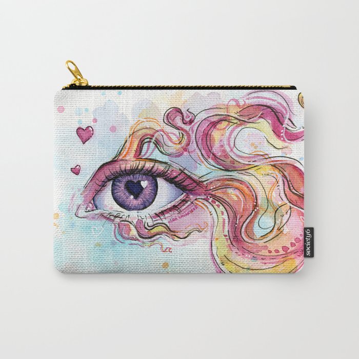 Eye Betta Fish Surreal Animal Hearts Watercolor Carry-All Pouch