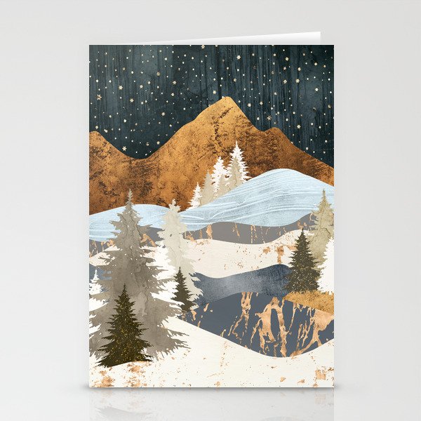 Winter Stars Stationery Cards