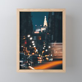 New York City Manhattan skyline at night in SoHo Framed Mini Art Print