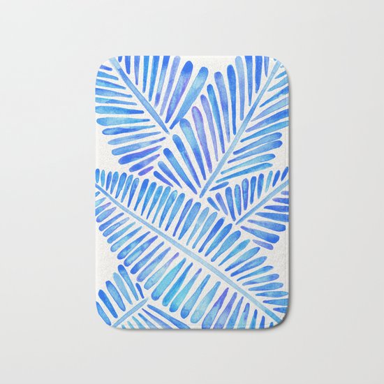 Tropical Banana Leaves – Blue Palette Bath Mat