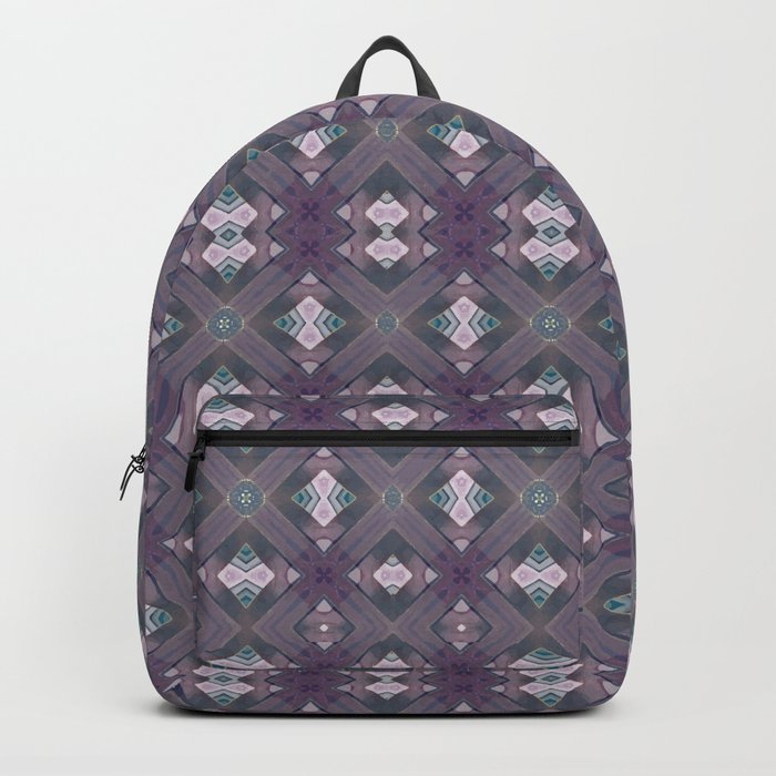 Purple Green Diamond Crisscross Geometric Art Backpack