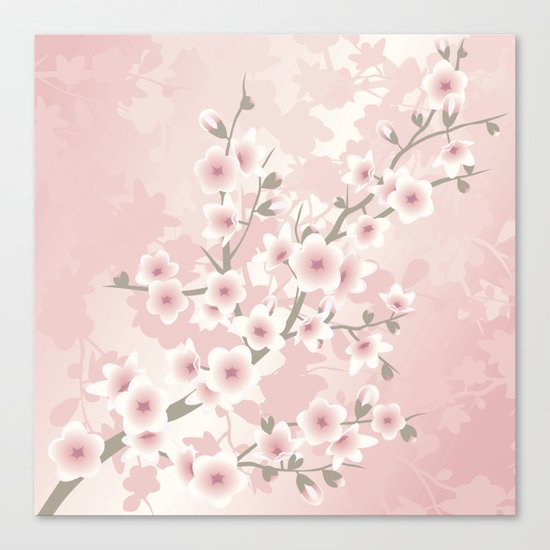 Vintage Floral Cherry Blossom Canvas Print