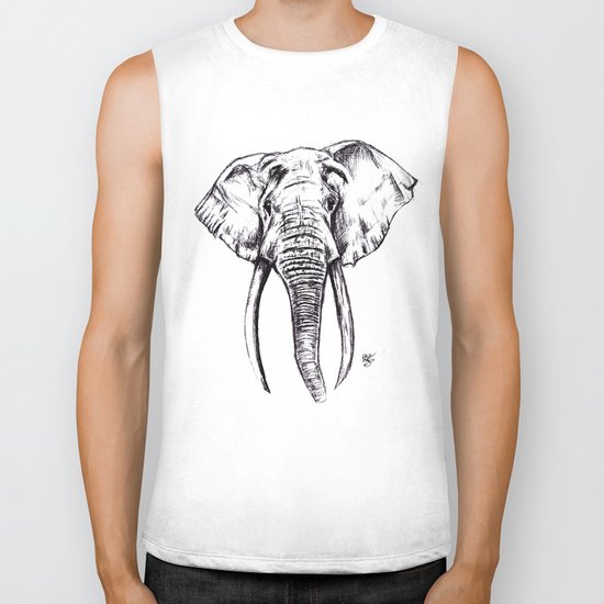 Elephant Drawing Biker Tank