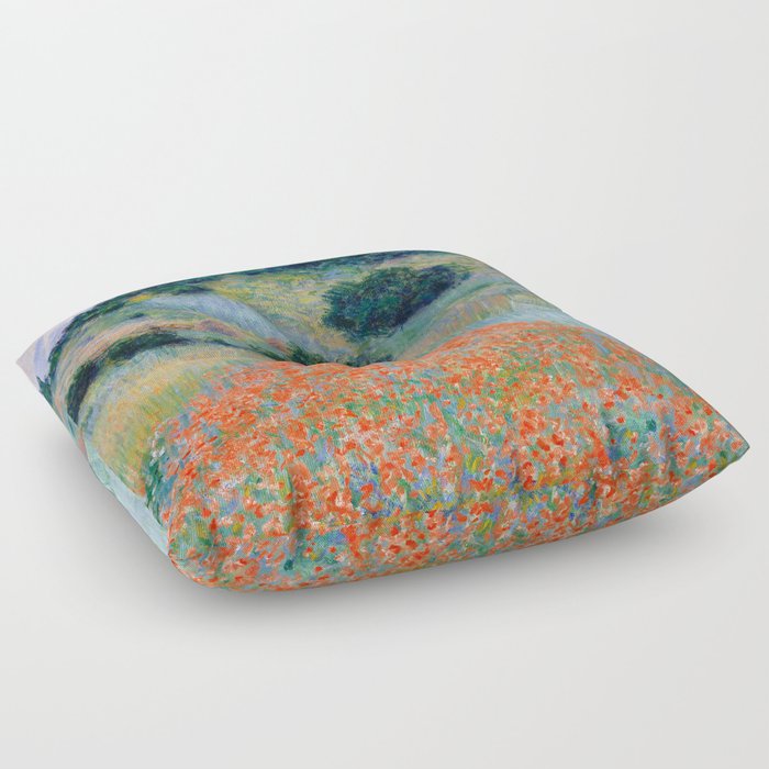 Poppy Field in a Hollow near Giverny Claude Monet Floor Pillow