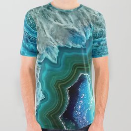 Aqua turquoise agate mineral gem stone All Over Graphic Tee