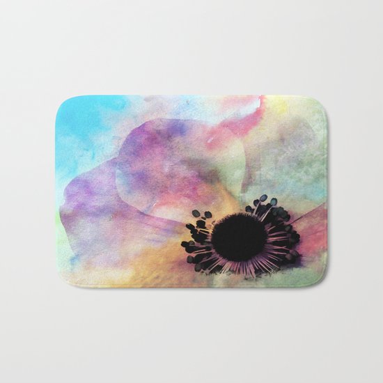 Abstract anemone one colorful watercolor Bath Mat