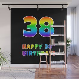 [ Thumbnail: HAPPY 38TH BIRTHDAY - Multicolored Rainbow Spectrum Gradient Wall Mural ]