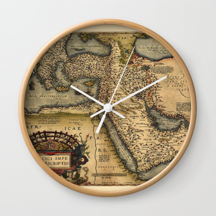 Map Of The Middle East 1600 Wall Clock by Vintage Maps & Prints 