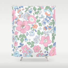 Vintage Liberty pattern. Elegant floral pattern in small flowers. Vintage pink design. Seamless texture Shower Curtain