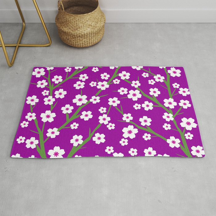 White Blossoms - violet 3 Rug