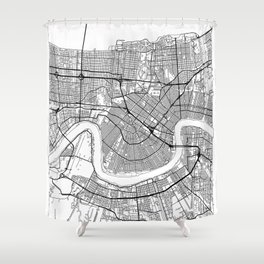 New Orleans Map White Shower Curtain