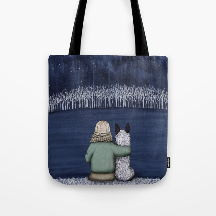Night Overlook with Blue Heeler (Artwork by AK) Tote Bag