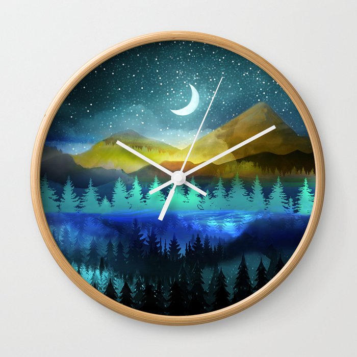 Silent Forest Night Wall Clock