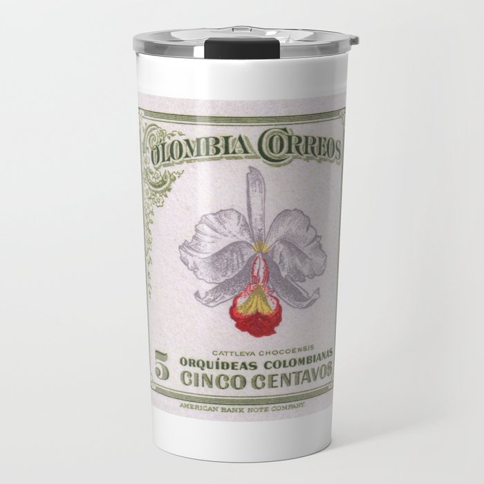 1947 COLOMBIA Cattleya Chocoensisi Orchid Stamp Travel Mug