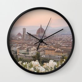 Il Duomo At Sunset Photo | Florence City View In Pastel Colors Art Print | Tuscany, Italy Travel Photography Wall Clock