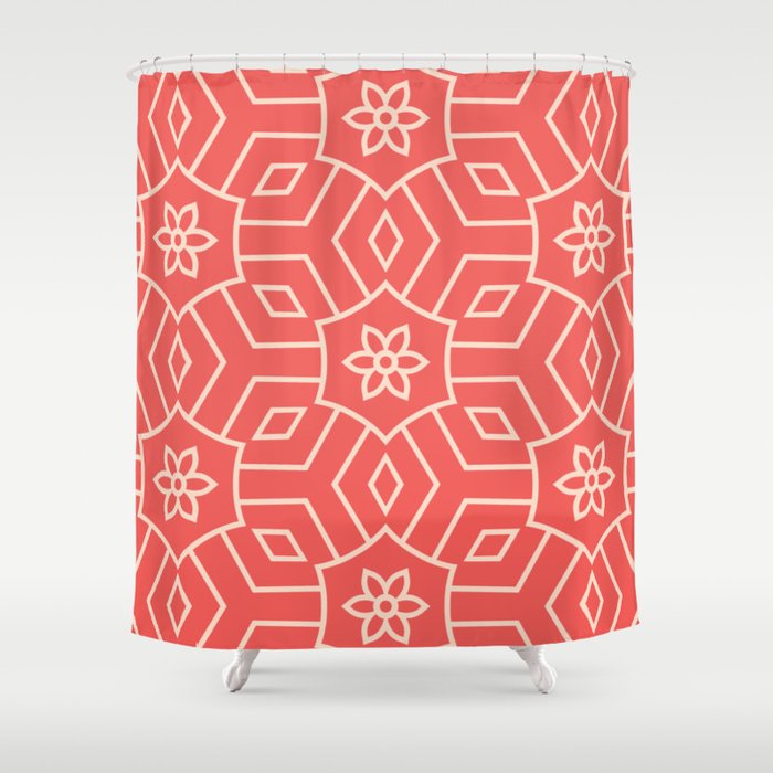 Red Mediterranean Style Mosaic Shower Curtain