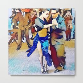 Buenos Aires Street Tango Dancers Metal Print | Giftfordancer, Streetdance, Tangogift, Danceart, Painting, Dance, Infinitetango, Romantic, Giftfordancers, Argentinetango 