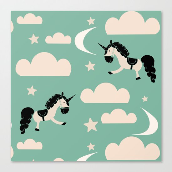 Unicorn green Canvas Print