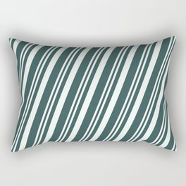 [ Thumbnail: Mint Cream & Dark Slate Gray Colored Pattern of Stripes Rectangular Pillow ]