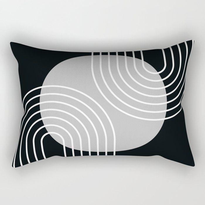 Mid Century Modern Geometric 173 in Monochrome grey Rectangular Pillow
