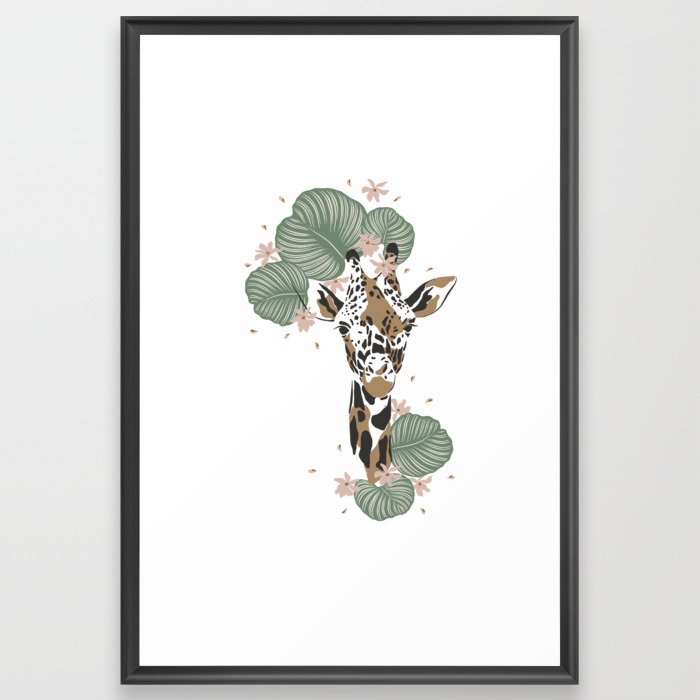 watercolor giraffe lover  Framed Art Print