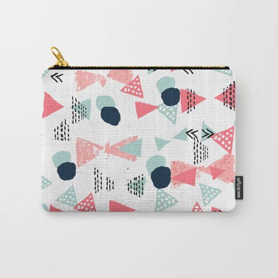 Gender neutral trendy mint navy abstract art for nursery baby college dorm Carry-All Pouch