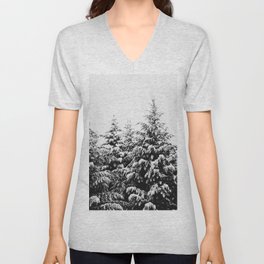 Winter Wanderlust Woods III - Snow Capped Forest Nature Photography V Neck T Shirt