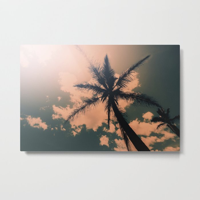 Palm Tree Turquoise Vintage Summer Beach Metal Print