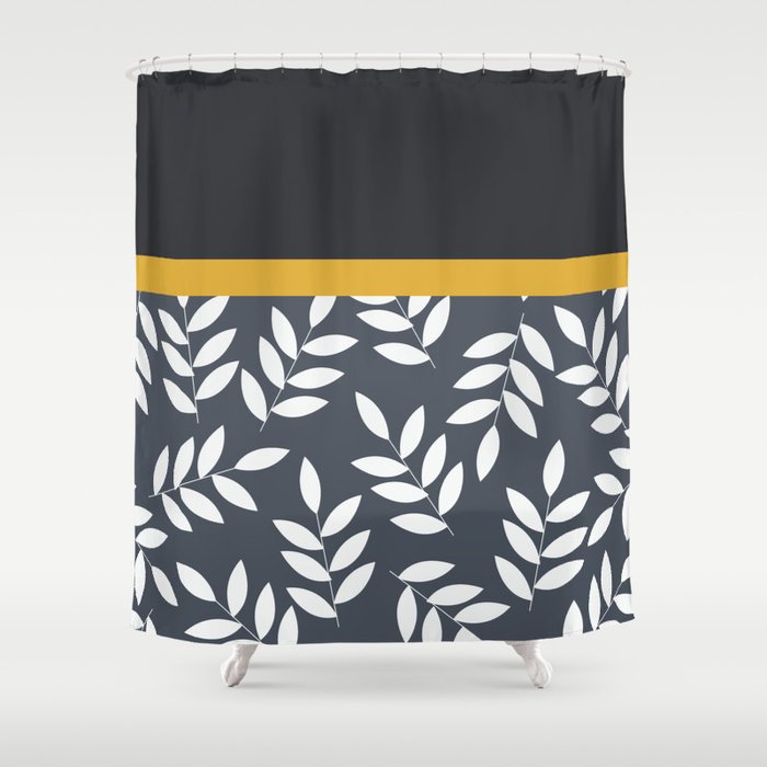 Black Grey Nad Yellow Shower Curtain, Yellow And Black Shower Curtain