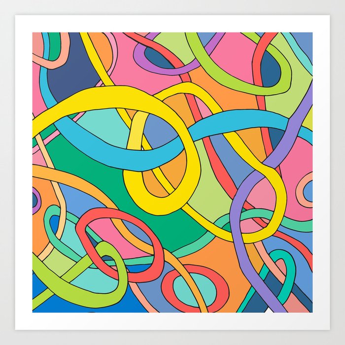 color curved lines Art Print