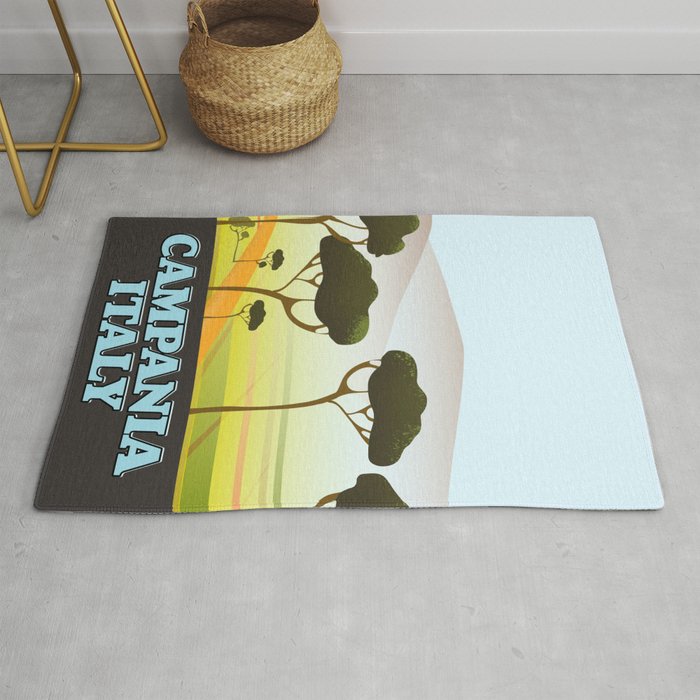 Campania Italy travel poster. Rug