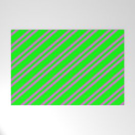 [ Thumbnail: Lime and Orchid Colored Striped Pattern Welcome Mat ]