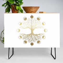 Magical Sacred Tree Of Life With Moon Phases Credenza