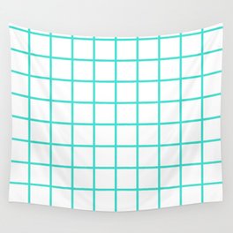 GRID (TURQUOISE & WHITE) Wall Tapestry