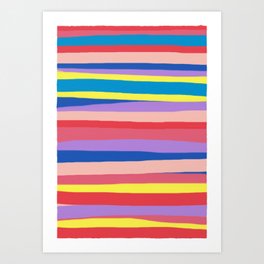 Abstract Expressionistic painting Stripes rainbow colored Art Print