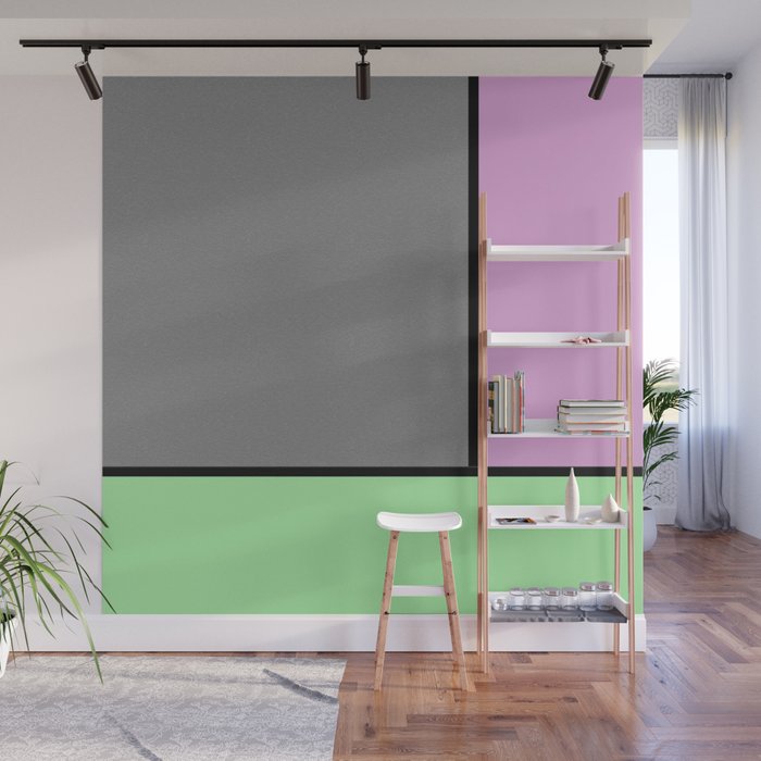 Urban Geometric 1 Simple Minimalistic Block Pink And Green Colour Pop Art Abstract Wall Mural By Printpix
