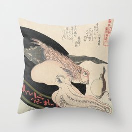Kanagawa, Totoya Hokkei, c. 1890 Throw Pillow
