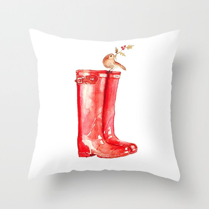 Red Christmas Boot Throw Pillow