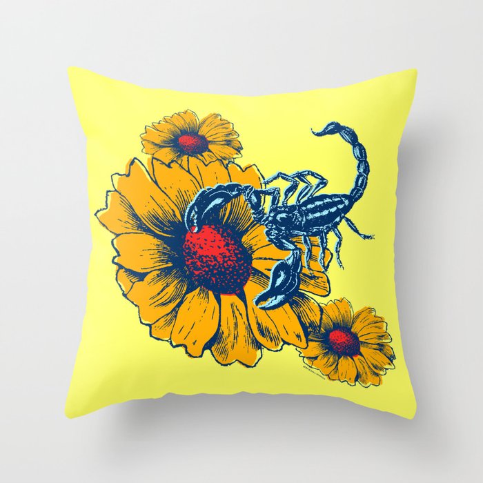 Scorpion Flowers Throw Pillow