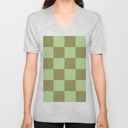 Moss and Sage Green Checker 70s Pattern (xii 2021) V Neck T Shirt