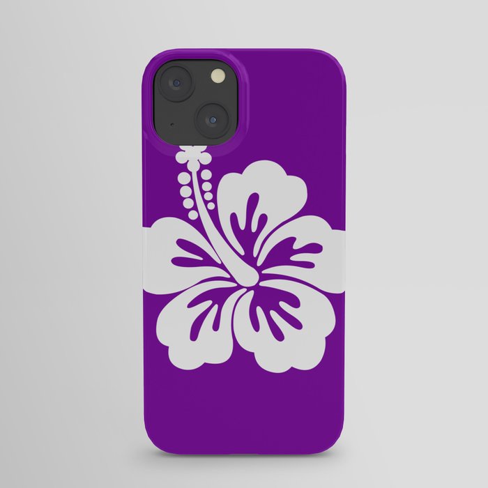 Bright Purple and White Hibiscus Flower iPhone Case