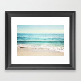 Ocean Seascape Photography, Aqua Beach Sea Landscape, Turquoise Teal Coastal Waves Framed Art Print